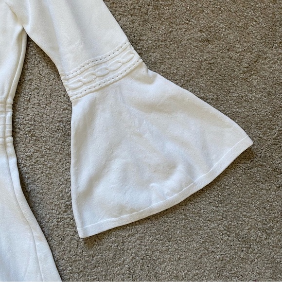 Eliza J ~ White Fit and Flare Midi Dress ~ Flared Sleeve ~ Knit Look ~ Size XXL - Picture 6 of 8